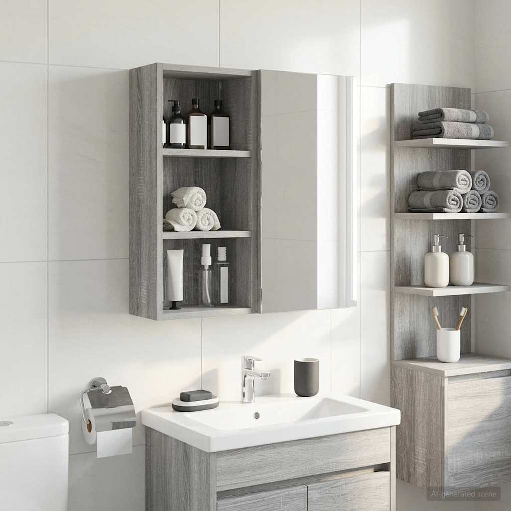 Armadio da bagno a muro Sonoma grigia 30 x 16 x 62,5 cm | homemem39