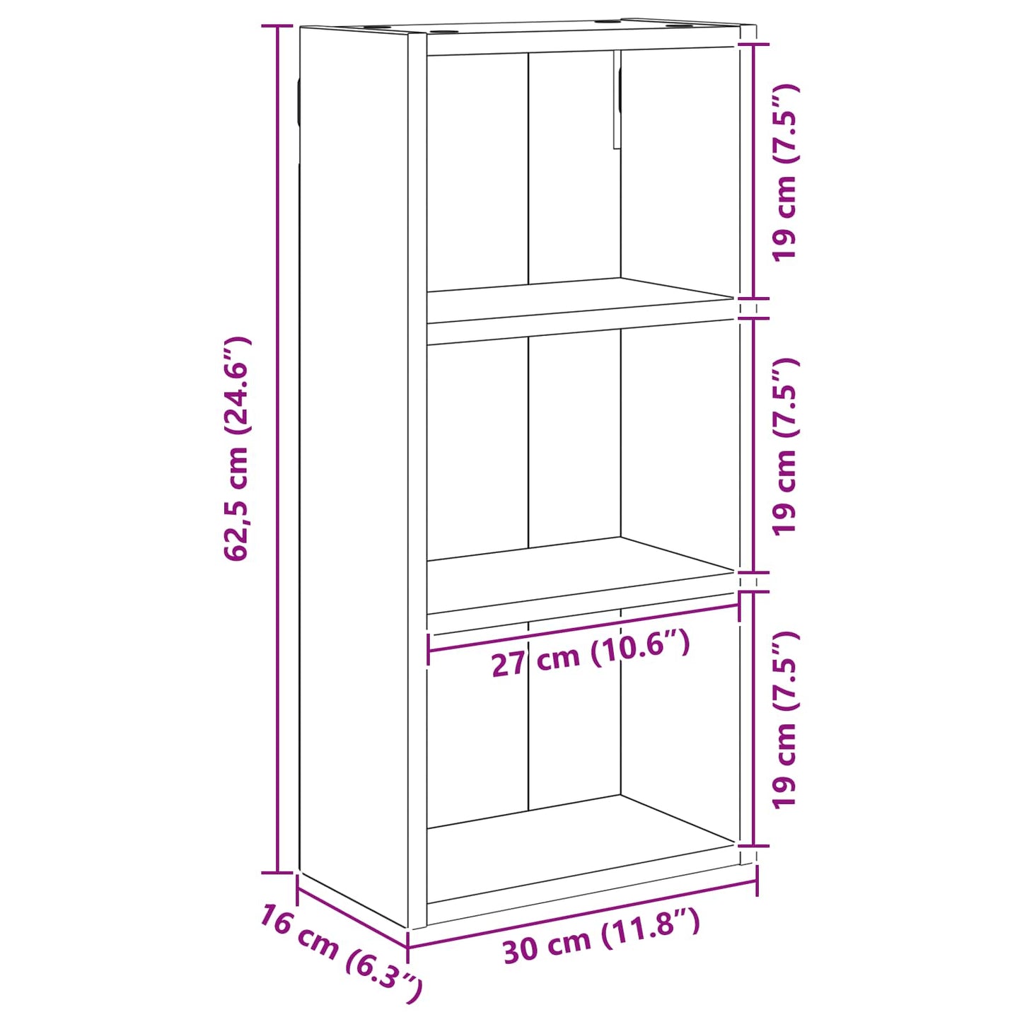 Armadio da bagno a muro Legno vecchio 30 x 16 x 62,5 cm | homemem39