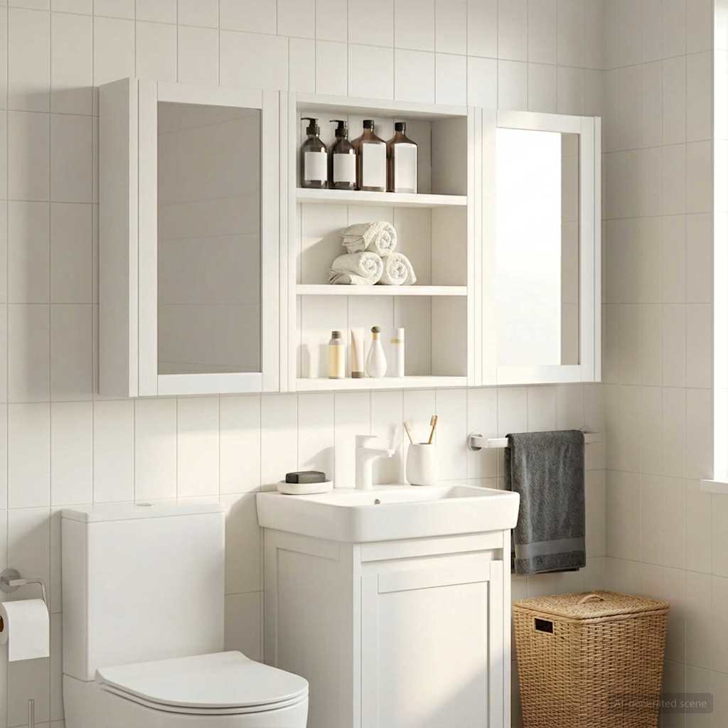 Armadio da bagno a muro con lo scaffale Bianco 40 x 10 x 50 cm | homemem39