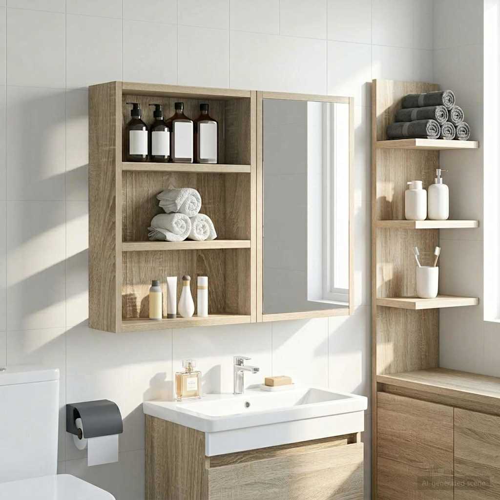 Armadio da bagno a muro Rovere Sonoma 40 x 10 x 50 cm | homemem39