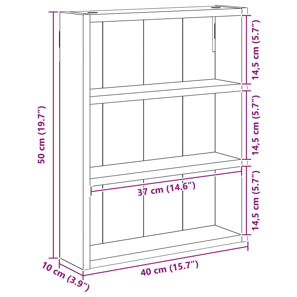Armadio da bagno a muro Rovere Sonoma 40 x 10 x 50 cm | homemem39