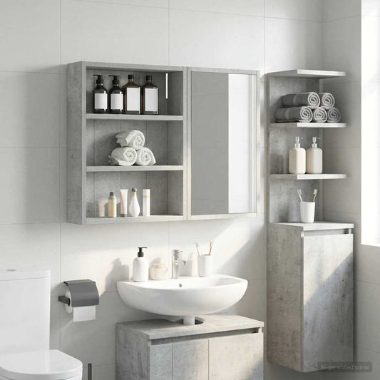 Armadio da bagno a muro Grigio Cemento 40 x 10 x 50 cm | homemem39