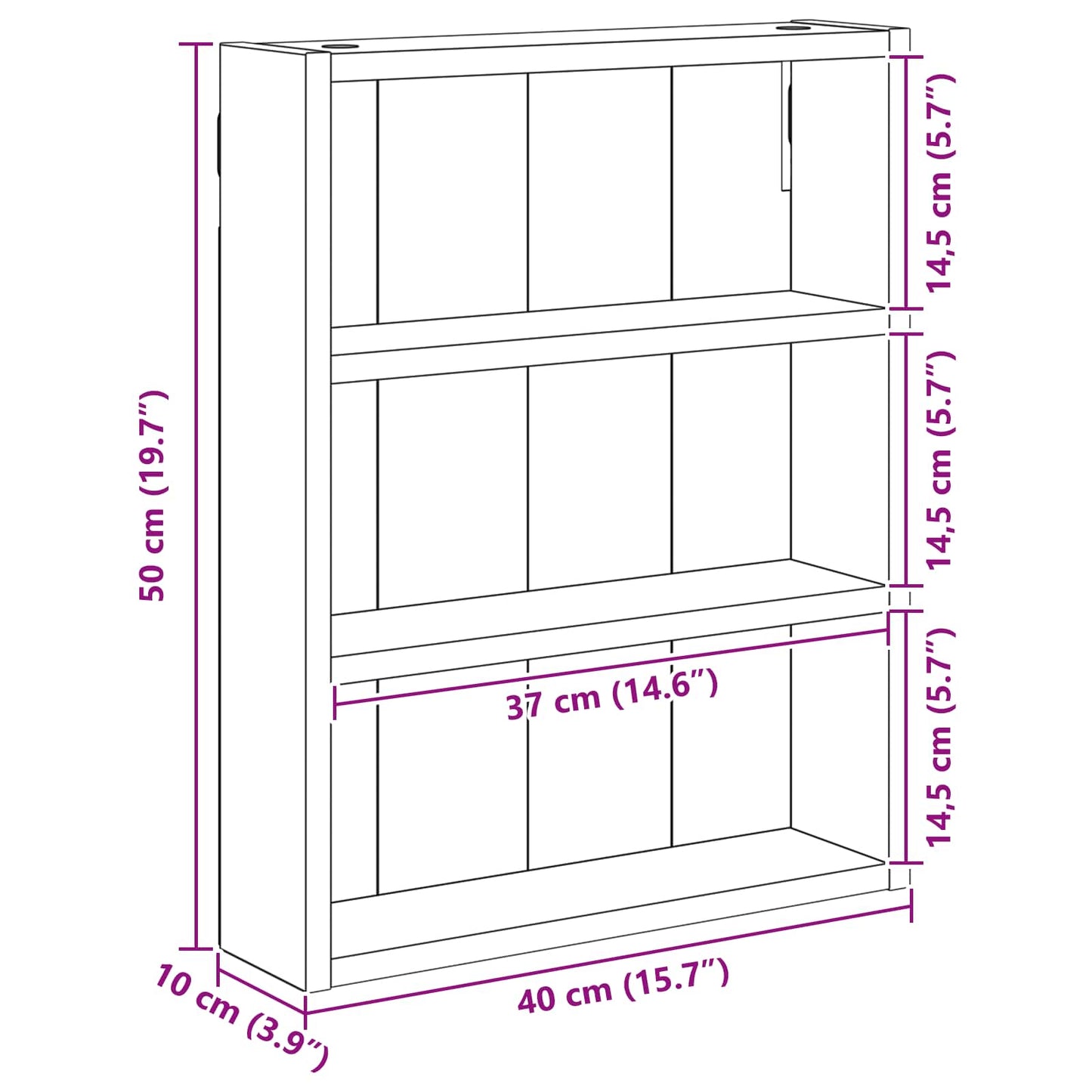 Armadio da bagno a muro Grigio Cemento 40 x 10 x 50 cm | homemem39