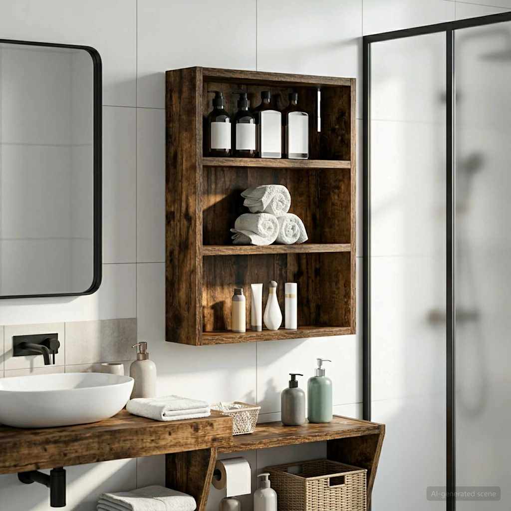 Armadio da bagno a muro Quercia Affumicata 40 x 10 x 50 cm