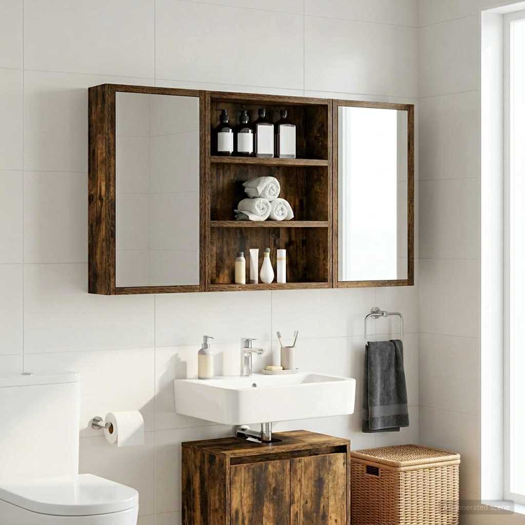 Armadio da bagno a muro Quercia Affumicata 40 x 10 x 50 cm | homemem39