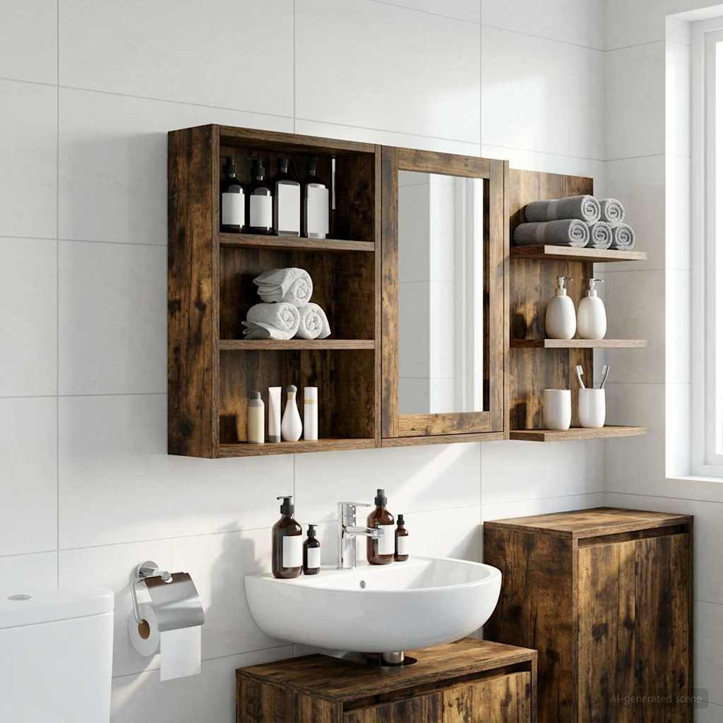 Armadio da bagno a muro Quercia Affumicata 40 x 10 x 50 cm | homemem39