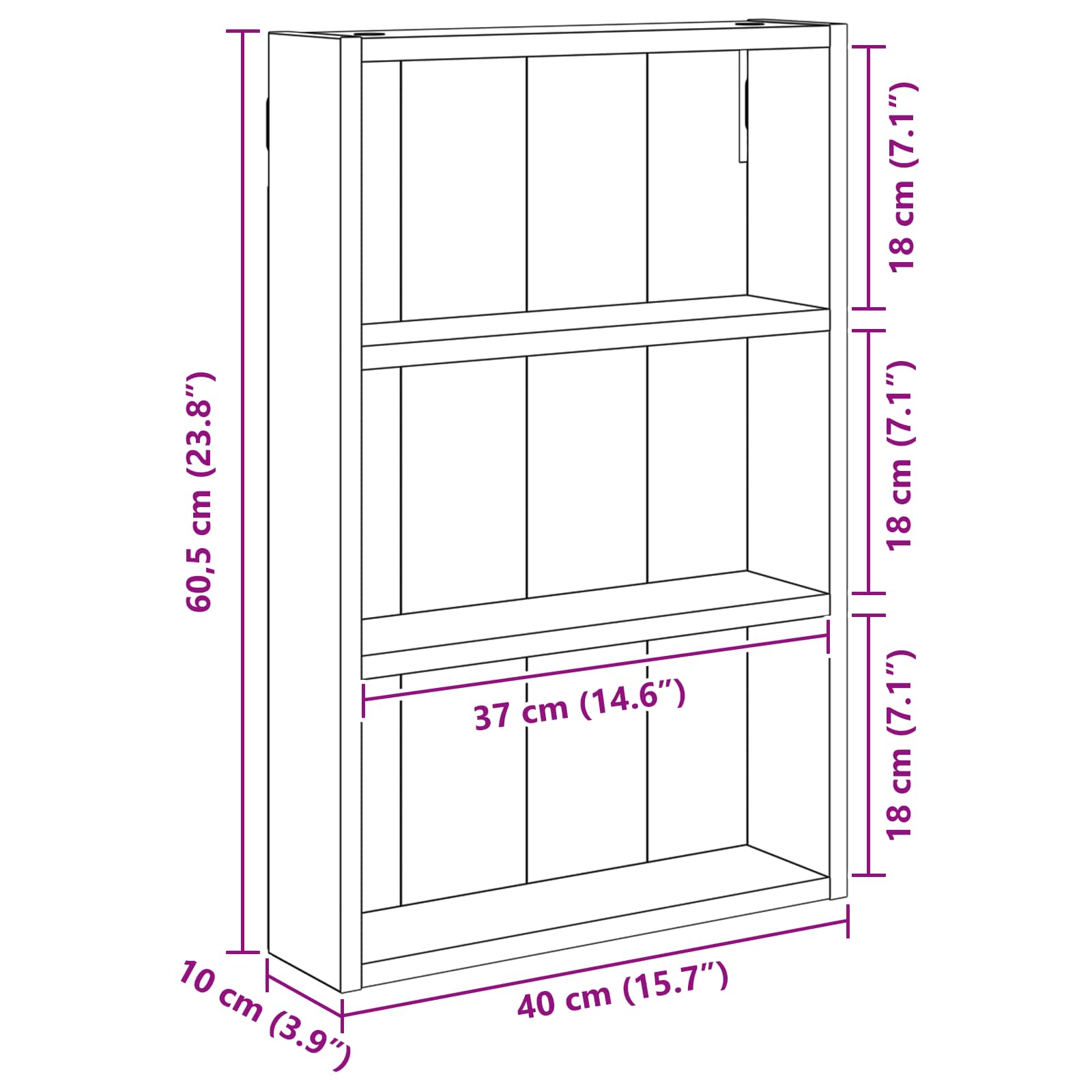 Armadio da bagno a muro Bianco 40 x 10 x 60,5 cm | homemem39