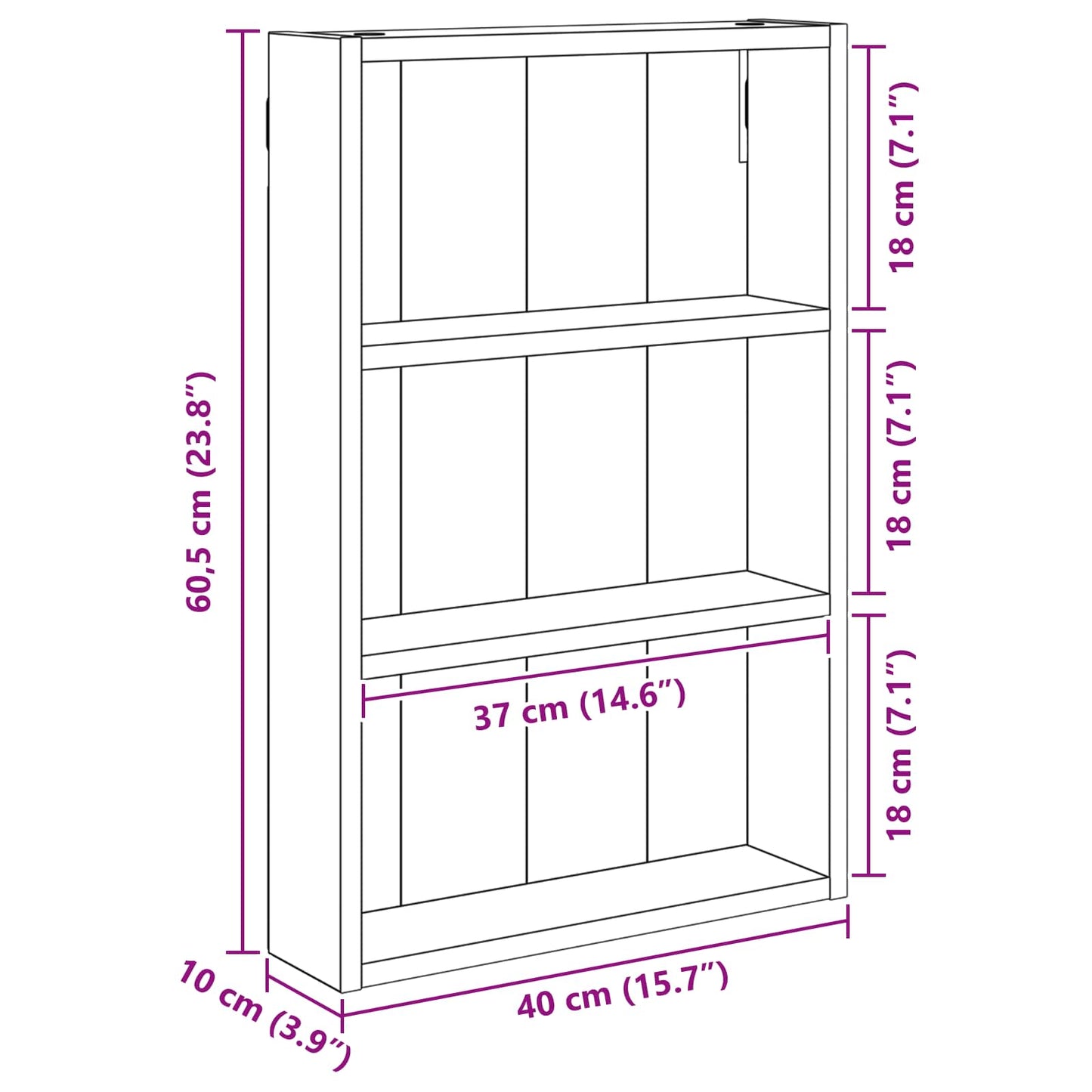 Armadio da bagno a muro Bianco 40 x 10 x 60,5 cm | homemem39
