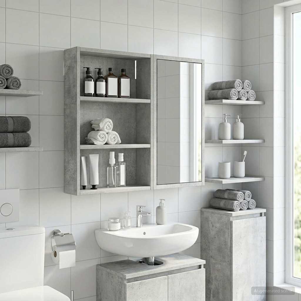 Armadio da bagno a muro Grigio Cemento 40 x 10 x 60,5 cm | homemem39