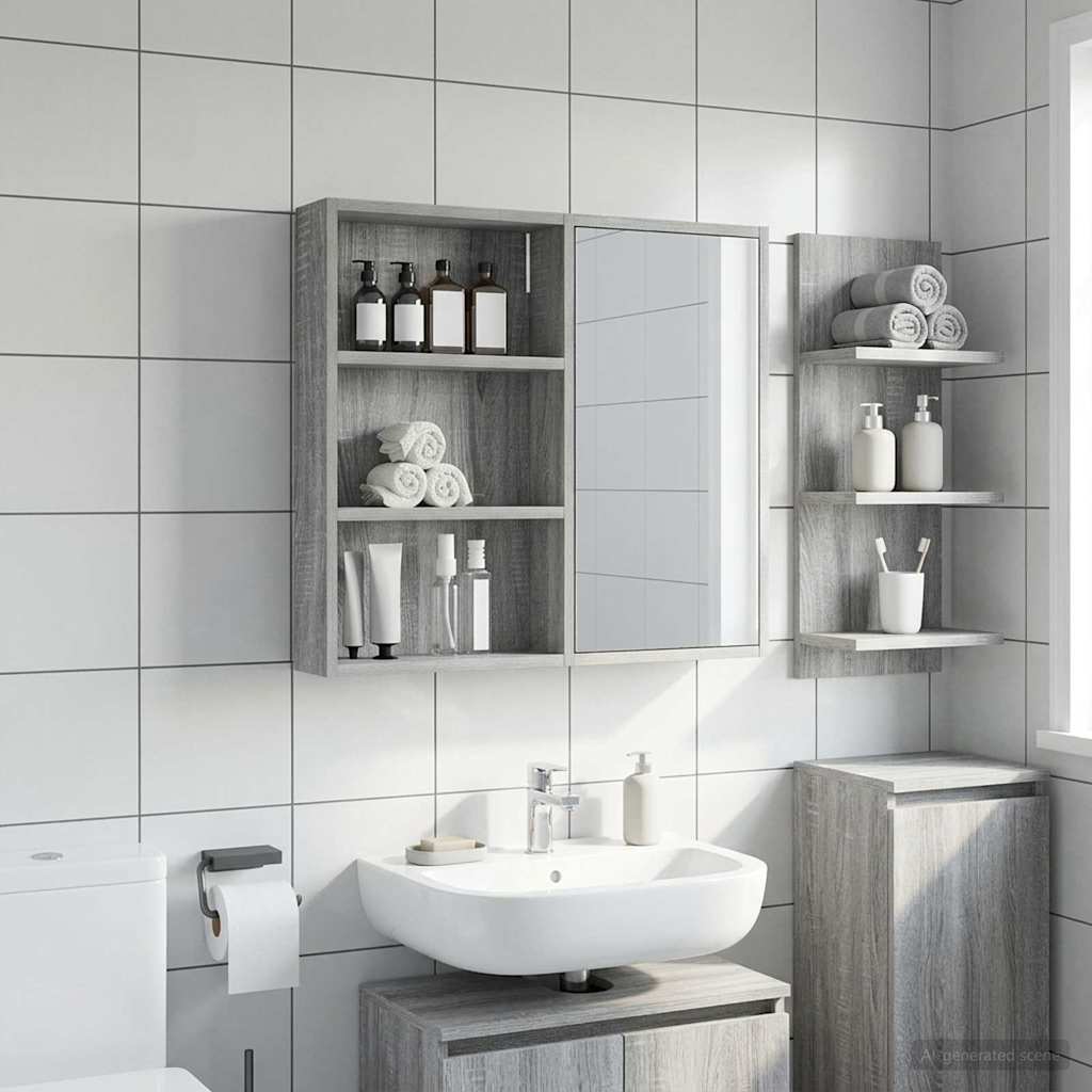 Armadio da bagno a muro Sonoma grigia 40 x 10 x 60,5 cm | homemem39