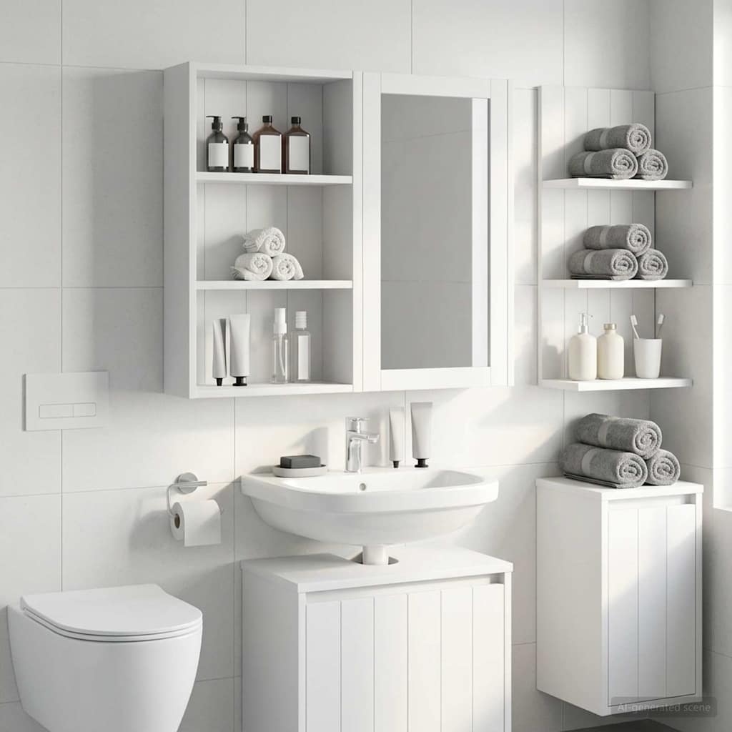 Armadio da bagno a muro con lo scaffale Bianco 40 x 14 x 70 cm | homemem39