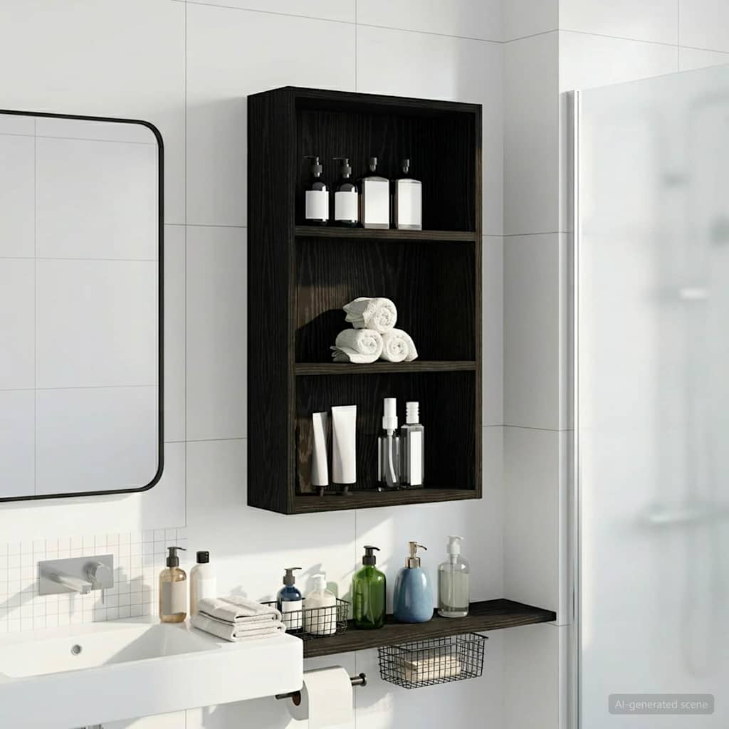 Armadio da bagno a muro Rovere Nero 40 x 14 x 70 cm | homemem39