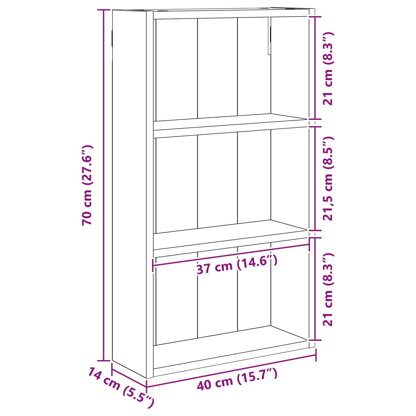 Armadio da bagno a muro Quercia Affumicata 40 x 14 x 70 cm | homemem39