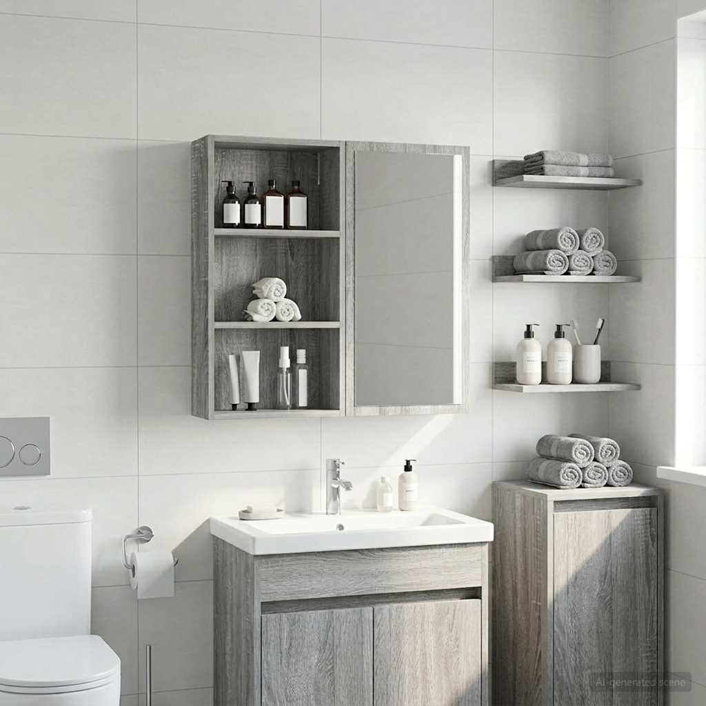 Armadio da bagno a muro Sonoma grigia 40 x 14 x 70 cm | homemem39