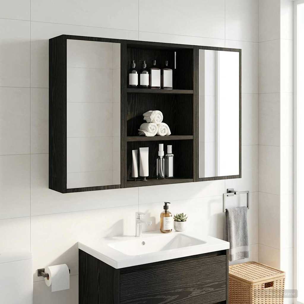 Armadio da bagno a muro Rovere Nero 40 x 16 x 62,5 cm | homemem39