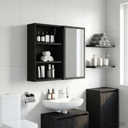 Armadio da bagno a muro Rovere Nero 40 x 16 x 62,5 cm