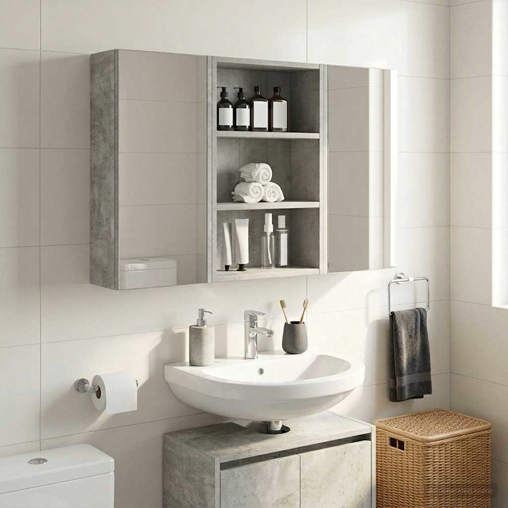 Armadio da bagno a muro Grigio Cemento 40 x 16 x 62,5 cm | homemem39