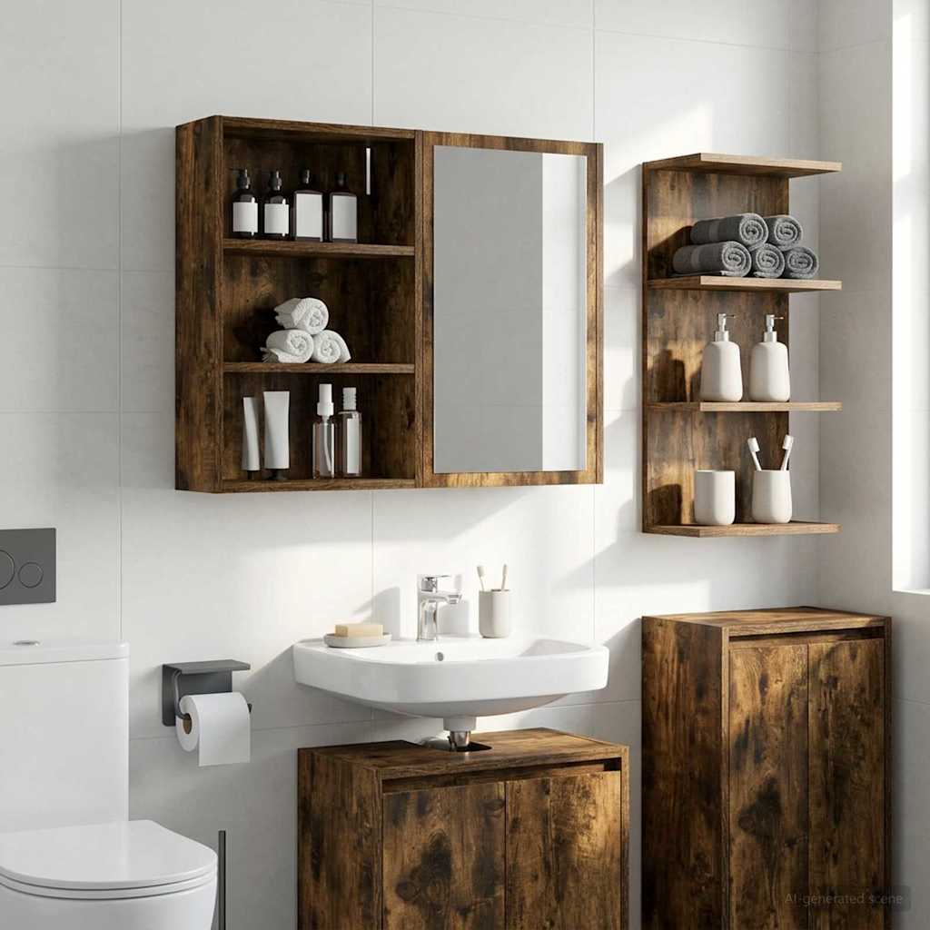 Armadio da bagno a muro Quercia Affumicata 40 x 16 x 62,5 cm | homemem39