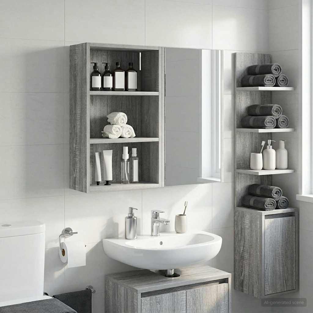 Armadio da bagno a muro Sonoma grigia 40 x 16 x 62,5 cm