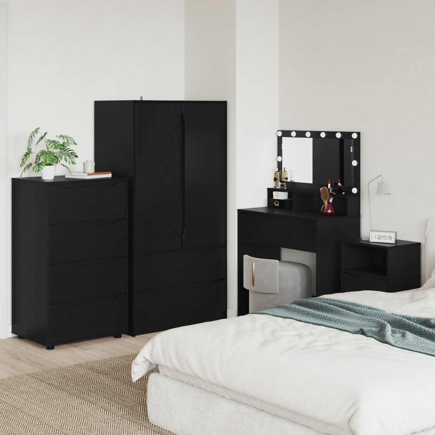 Armadi di Stoccaggio Nero 60 x 48 x 105 cm Legno multistrato