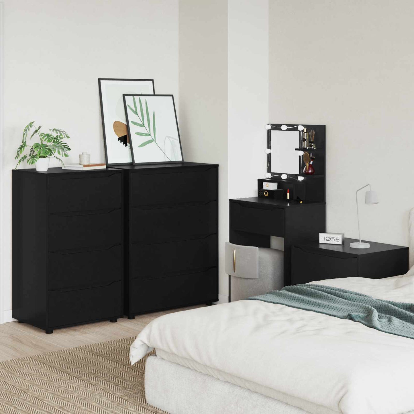 Armadi di Stoccaggio Nero 60 x 48 x 105 cm Legno multistrato