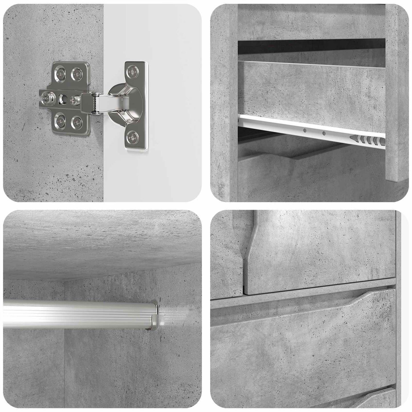 Guardaroba con cassetto Grigio Cemento 79,5 x 49 x 156 cm | homemem39