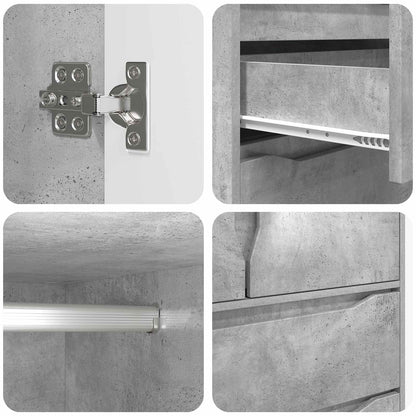 Guardaroba con cassetto Grigio Cemento 79,5 x 49 x 156 cm | homemem39