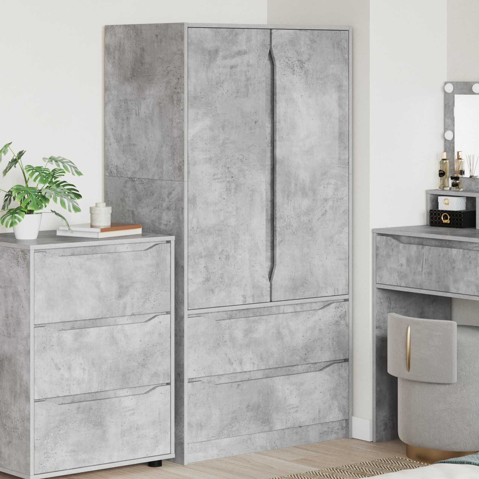 Guardaroba con cassetto Grigio Cemento 79,5 x 49 x 156 cm | homemem39