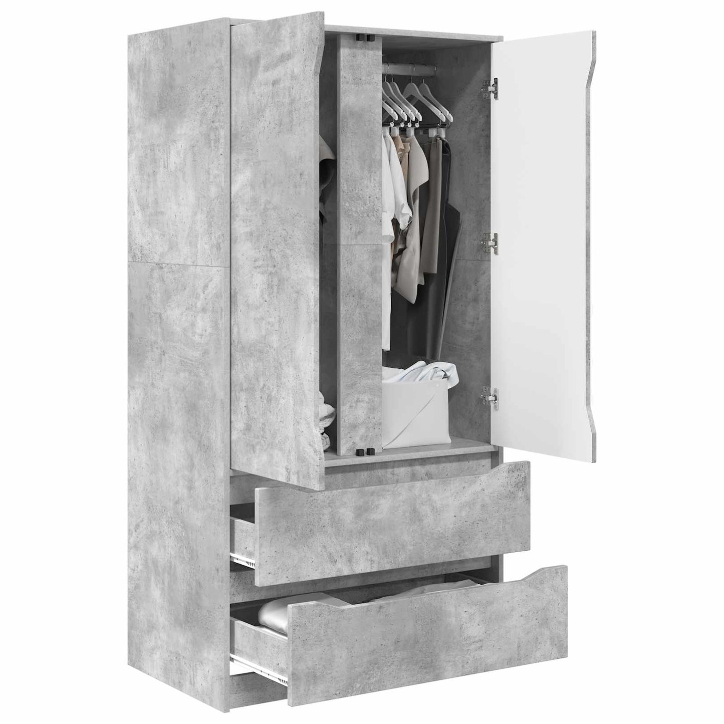 Guardaroba con cassetto Grigio Cemento 79,5 x 49 x 156 cm | homemem39