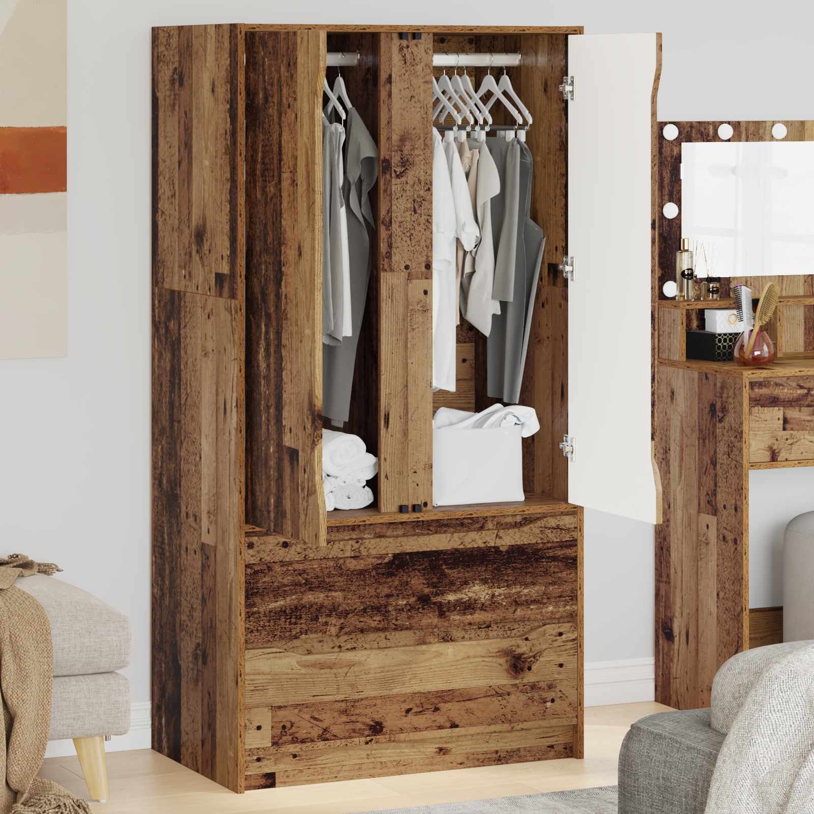 Guardaroba con cassetto Legno vecchio 79,5 x 49 x 156 cm | homemem39