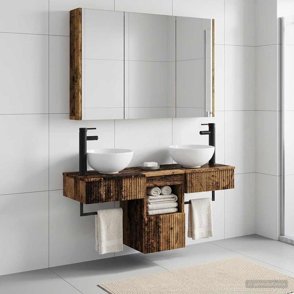 Set di Armadi da Bagno 4 pz Legno antico Legno ingegnerizzato | homemem39