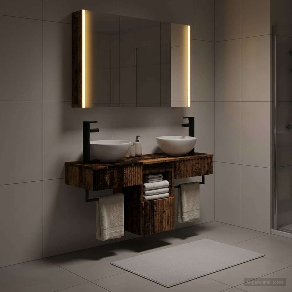 Set di Armadi da Bagno 4 pz Legno antico Legno ingegnerizzato | homemem39