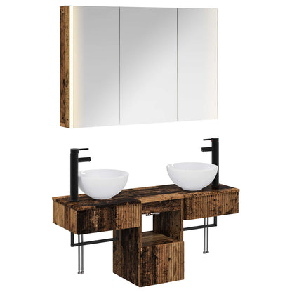 Set di Armadi da Bagno 4 pz Legno antico Legno ingegnerizzato | homemem39