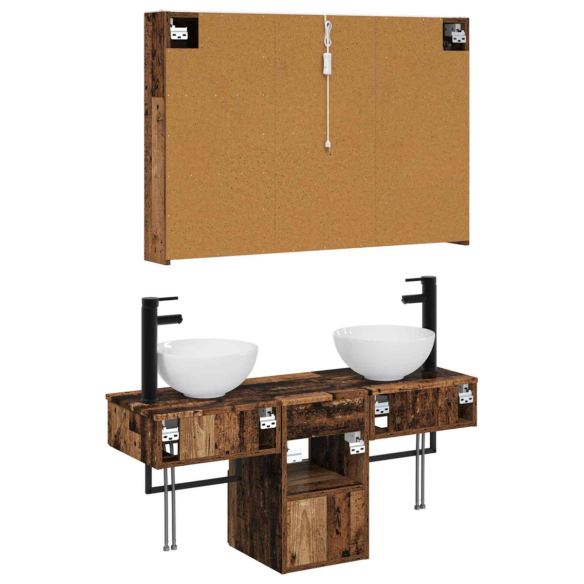 Set di Armadi da Bagno 4 pz Legno antico Legno ingegnerizzato | homemem39