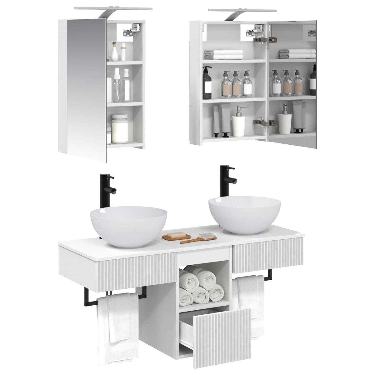 Set di Armadi da Bagno 5 pz Bianco Legno ingegnerizzato | homemem39