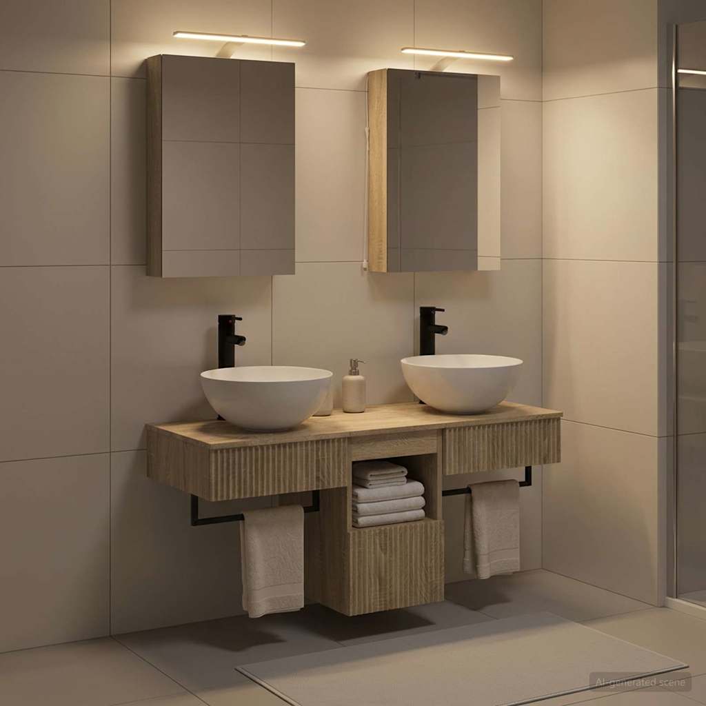 Set di Armadi da Bagno 5 pz Rovere Sonoma Legno ingegnerizzato