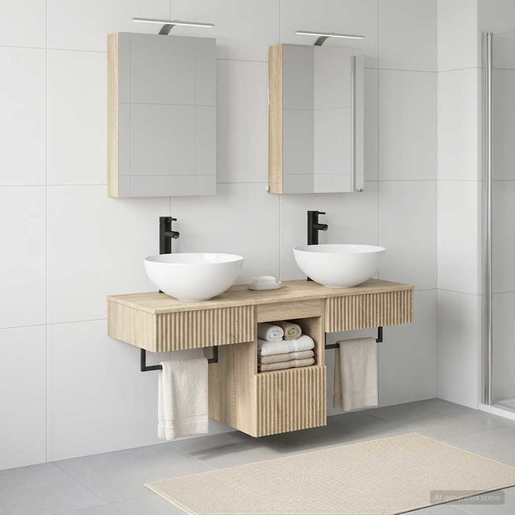 Set di Armadi da Bagno 5 pz Rovere Sonoma Legno ingegnerizzato | homemem39