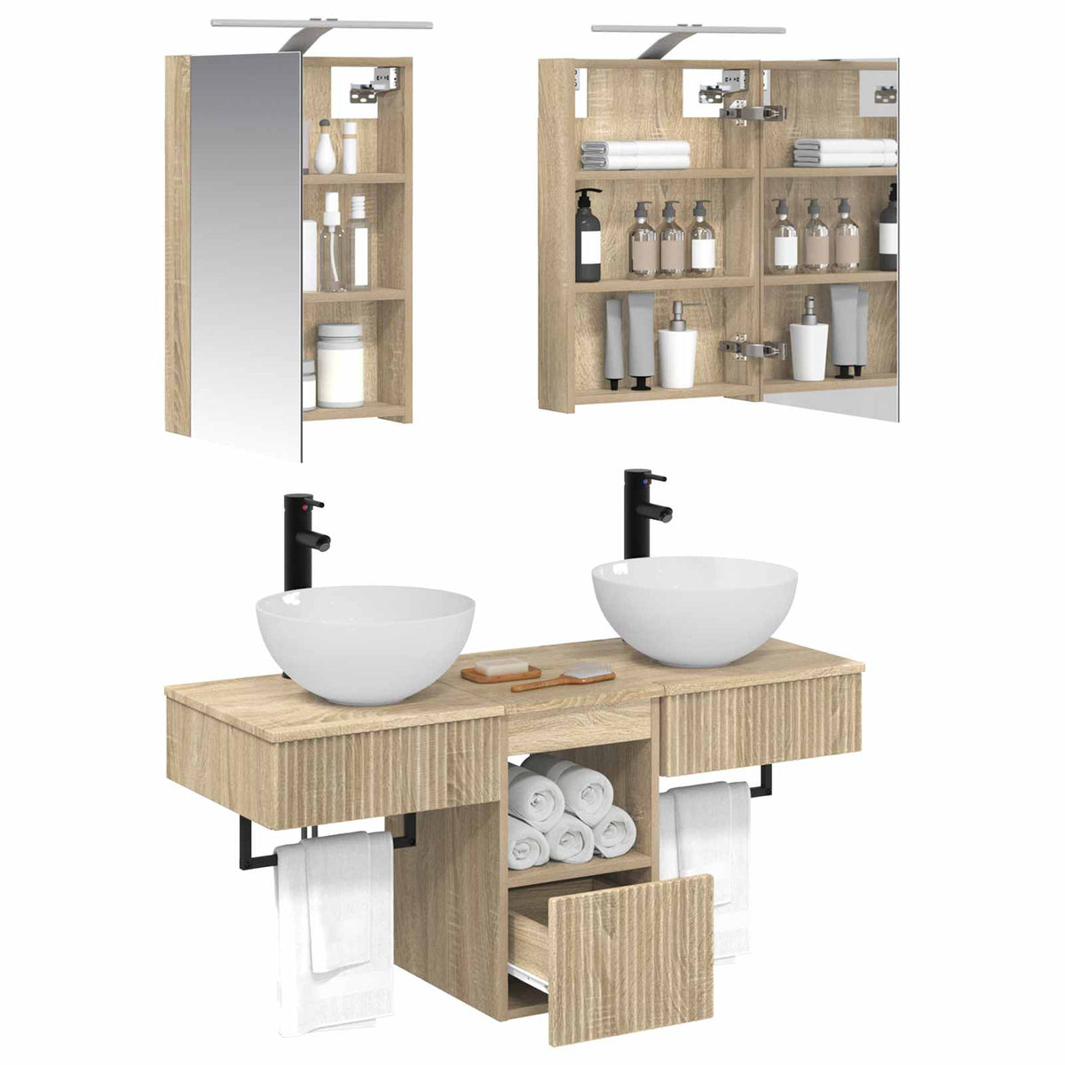 Set di Armadi da Bagno 5 pz Rovere Sonoma Legno ingegnerizzato | homemem39