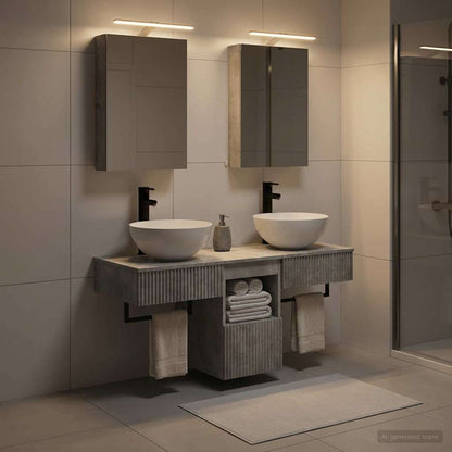 Set di Armadi da Bagno 5 pz Grigio Cemento Legno ingegnerizzato | homemem39