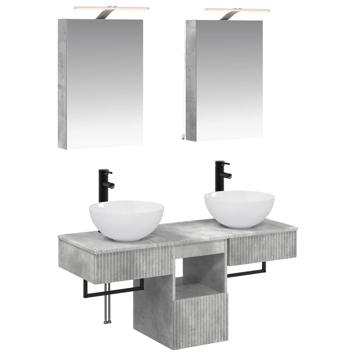 Set di Armadi da Bagno 5 pz Grigio Cemento Legno ingegnerizzato | homemem39