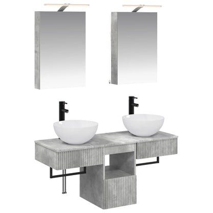 Set di Armadi da Bagno 5 pz Grigio Cemento Legno ingegnerizzato | homemem39