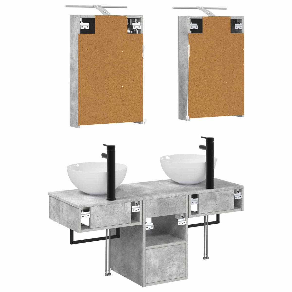 Set di Armadi da Bagno 5 pz Grigio Cemento Legno ingegnerizzato | homemem39