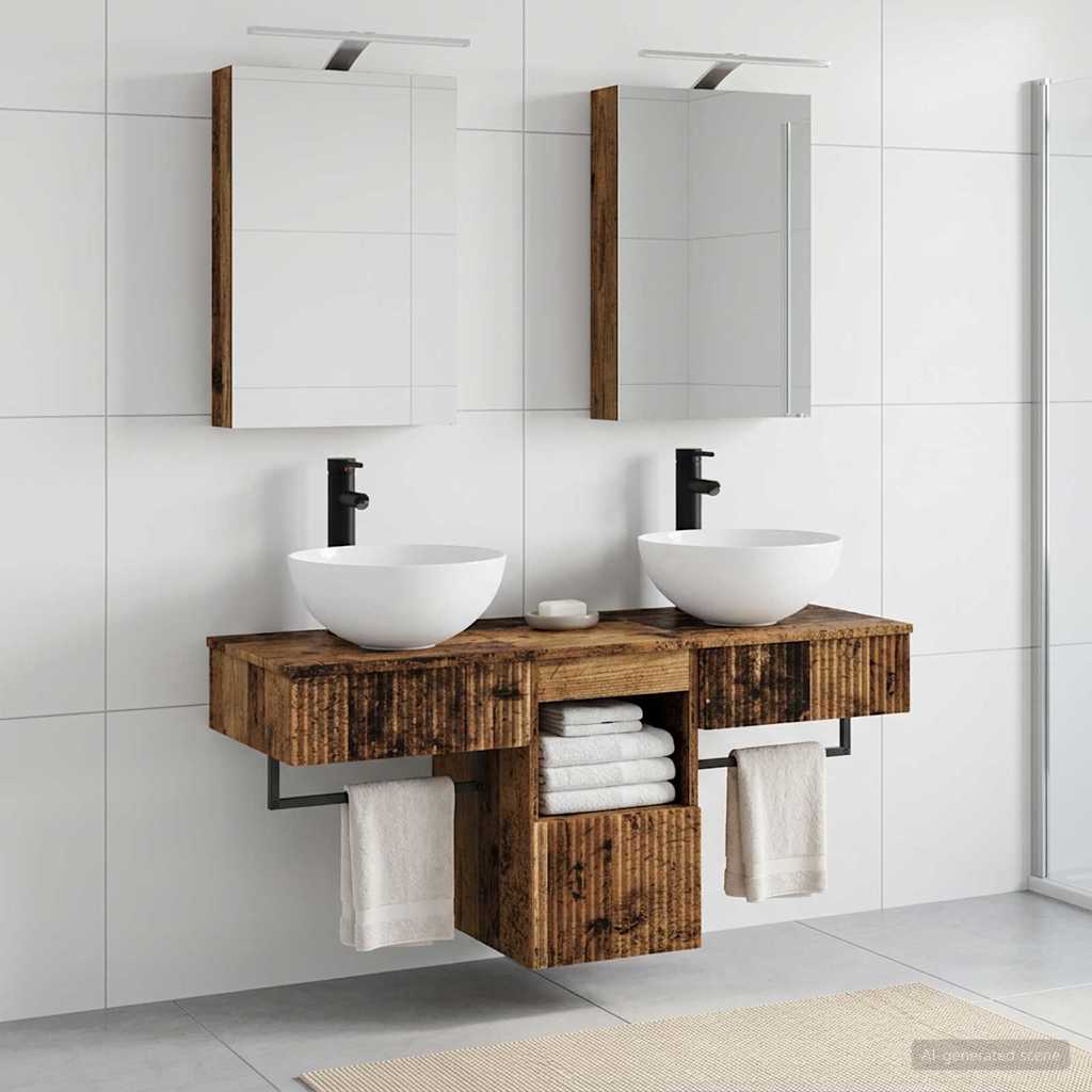 Set di Armadi da Bagno 5 pz Legno antico Legno ingegnerizzato