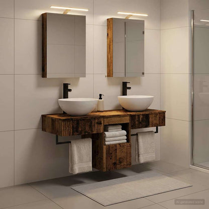Set di Armadi da Bagno 5 pz Legno antico Legno ingegnerizzato | homemem39
