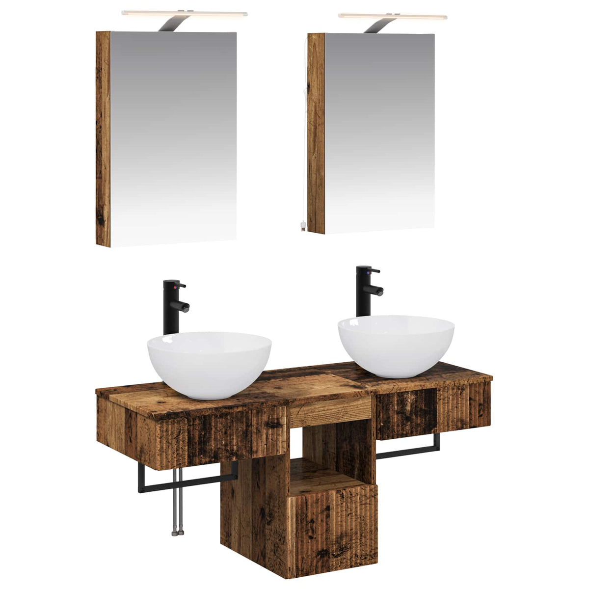 Set di Armadi da Bagno 5 pz Legno antico Legno ingegnerizzato
