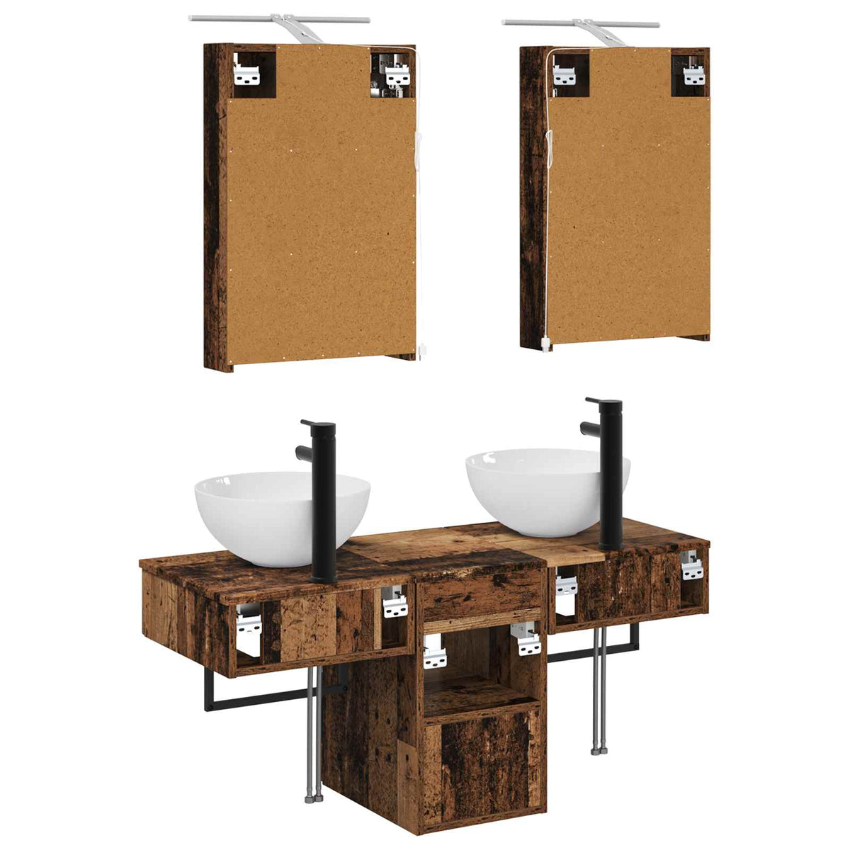 Set di Armadi da Bagno 5 pz Legno antico Legno ingegnerizzato | homemem39