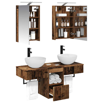 Set di Armadi da Bagno 5 pz Legno antico Legno ingegnerizzato