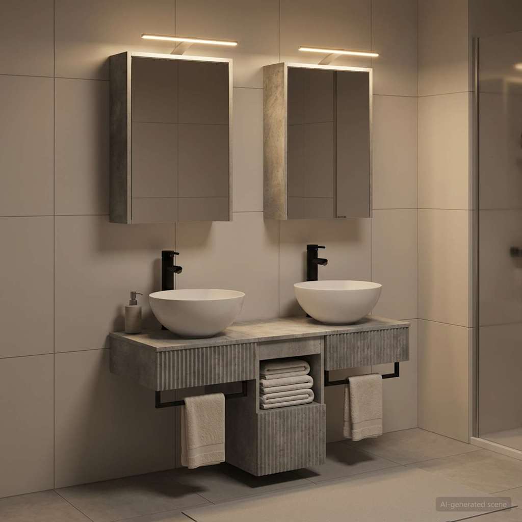 Set di Armadi da Bagno 5 pz Grigio Cemento Legno ingegnerizzato | homemem39