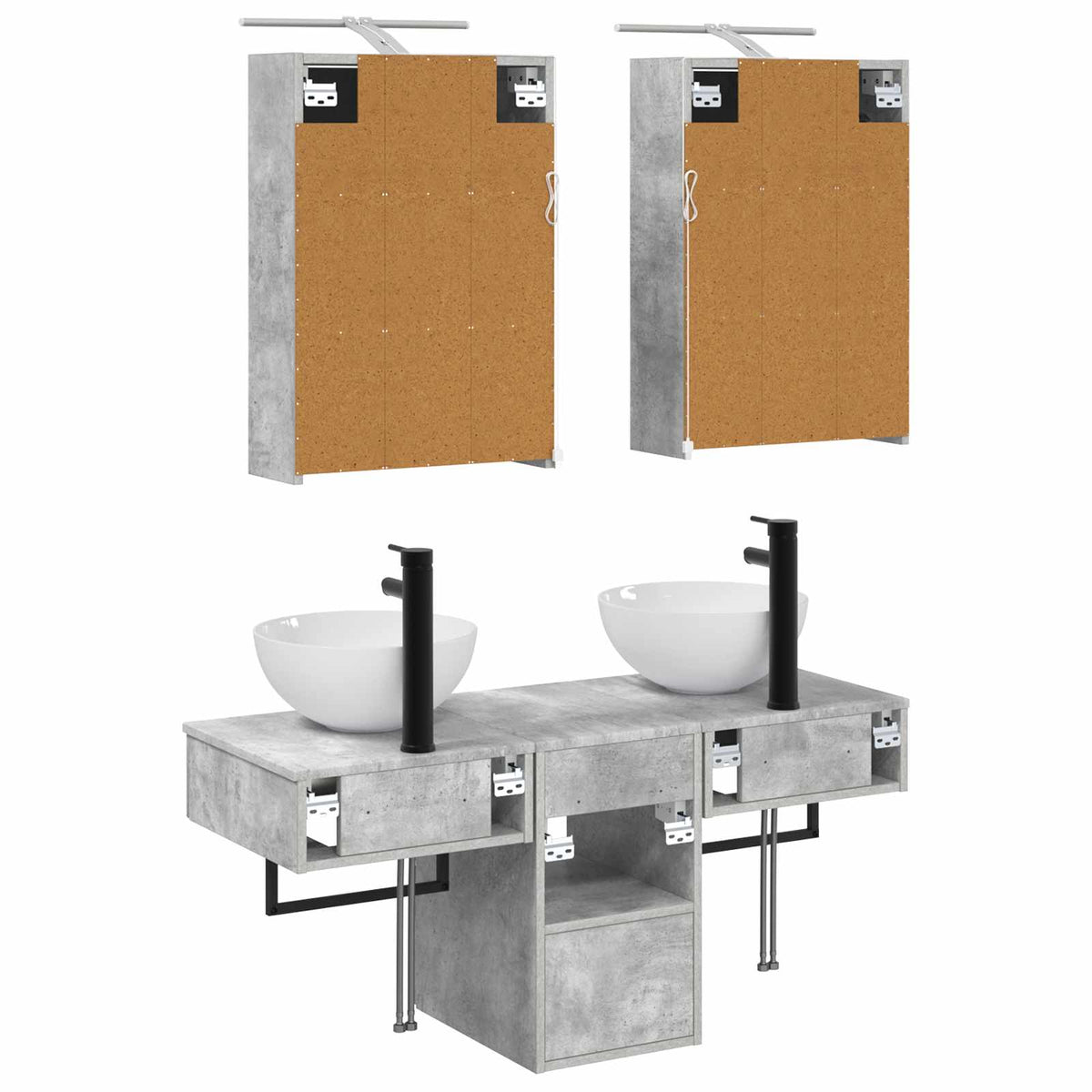 Set di Armadi da Bagno 5 pz Grigio Cemento Legno ingegnerizzato | homemem39