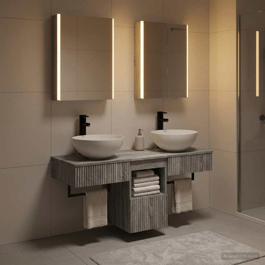 Set di Armadi da Bagno 5 pz Sonoma grigio Legno ingegnerizzato
